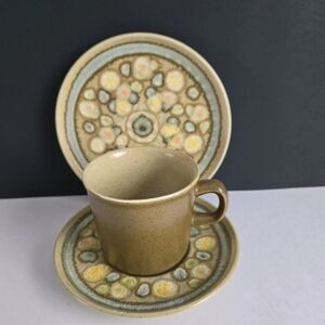 Franciscan Reflections Stoneware Cup and Saucer Set Vintage With Small Plate